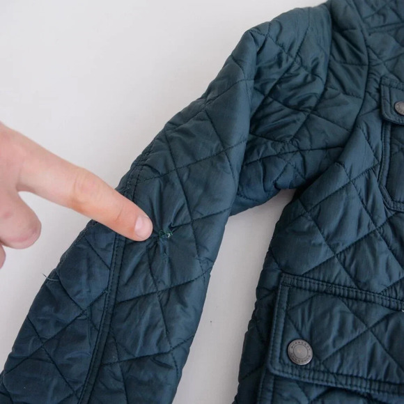 Burberry BRIT Green Zip Up Quilted Puffer Lined Hidden Hoodie Winter Jacket 8Y - Picture 9 of 16